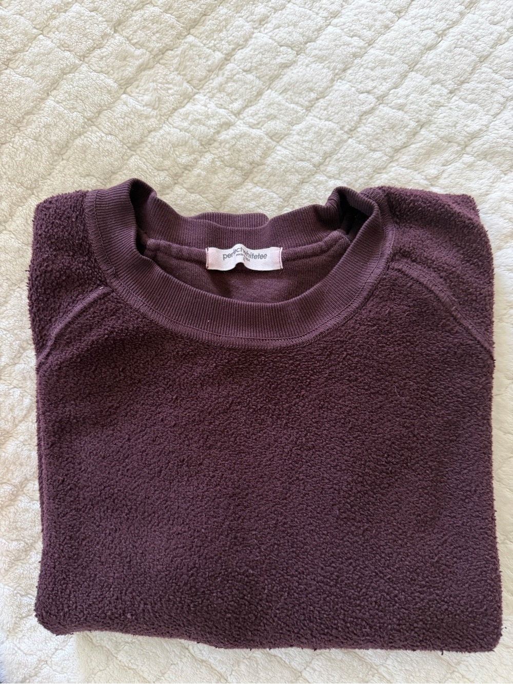 perfectwhitetee Plush Crewneck Sweatshirt in Plum - Picture 3 of 3